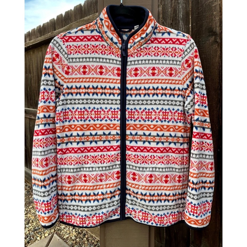 Uniqlo Kids Fleece Jacket Size 12 Fair Isle Nordic Full Zip Winter